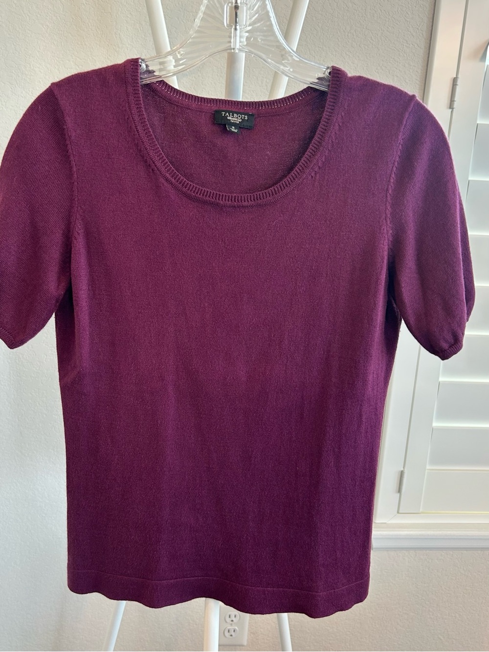 Talbots Petites Silk Cashmere Blend Sweater Burgundy Small